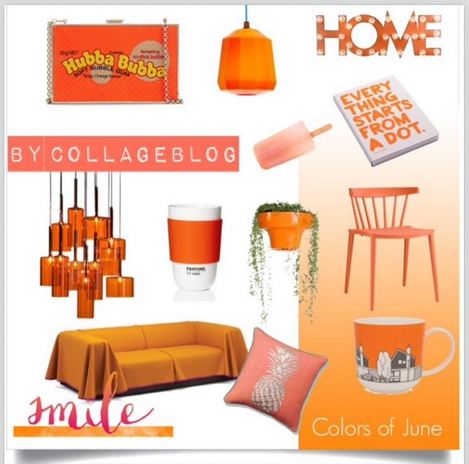 pomarańczowy kolor we wnętrzach, kolory, orange, collage blog