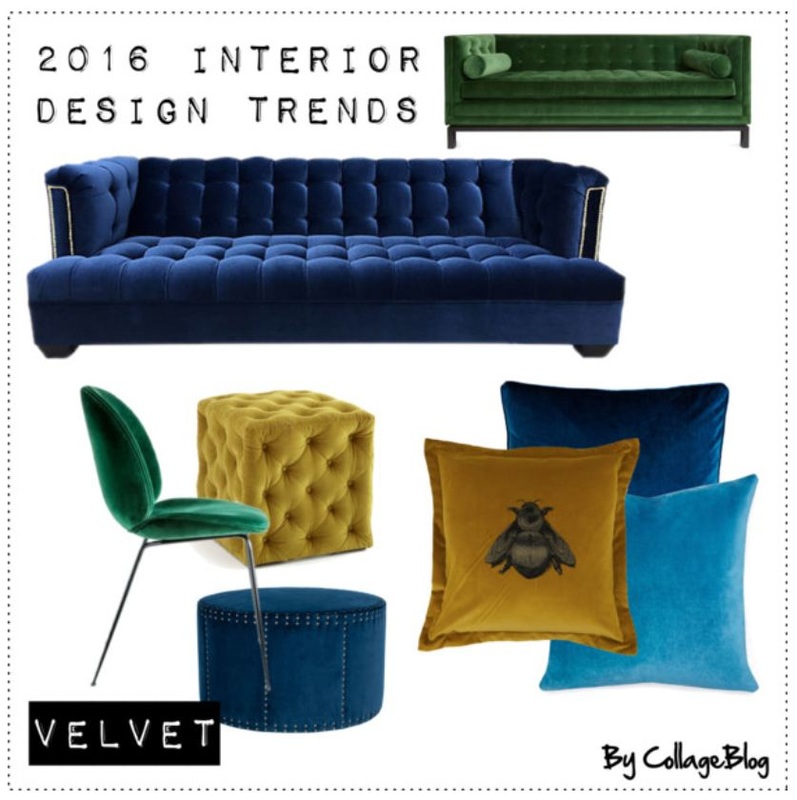 velvet interiors, trend 2016, collage blog