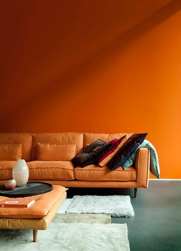 pomarańczowe ściany, wnętrza, collage blog