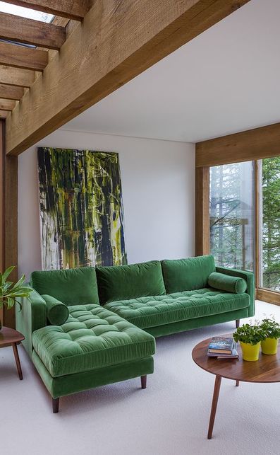 kolorowe sofy, zielona sofa